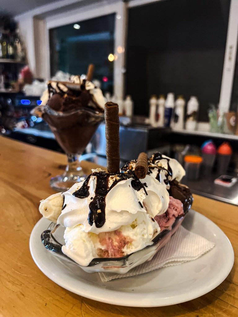 Iced frappe with Baileys liqueur at Fabricia Café, Spili