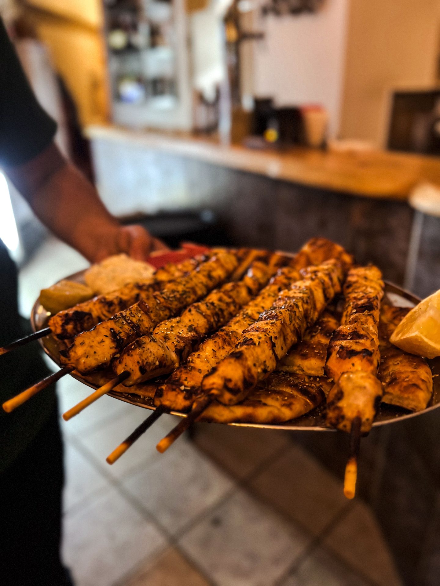 souvlaki at Fabricia Café, Spili